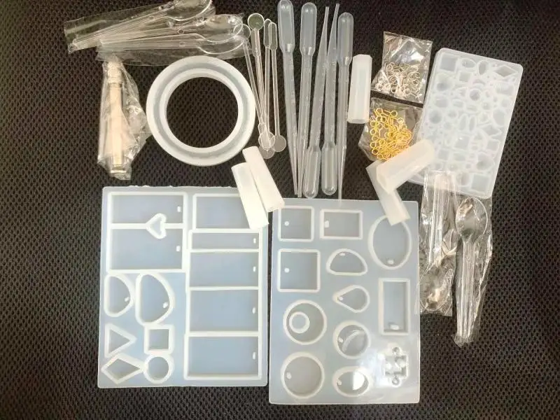

Стартовый Набор для изготовления ювелирных изделий, 65 шт., силиконовая форма и фурнитура для эпоксидной смолы, набор аксессуаров, фурнитура для подвесных сережек и браслетов