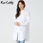 Белая блузка, Рубашки женские Хлопковые Туники длинные топы размера плюс белая рубашка на пуговицах женские блузки Весенняя рубашка оверсайз блузки