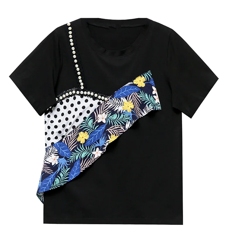 

Chiffon Stitch Ruffle Korean Fashion Summer Women'S Clothing Vintage Short Sleeved T-shirts Blouses Top New Vetement Femme 2021