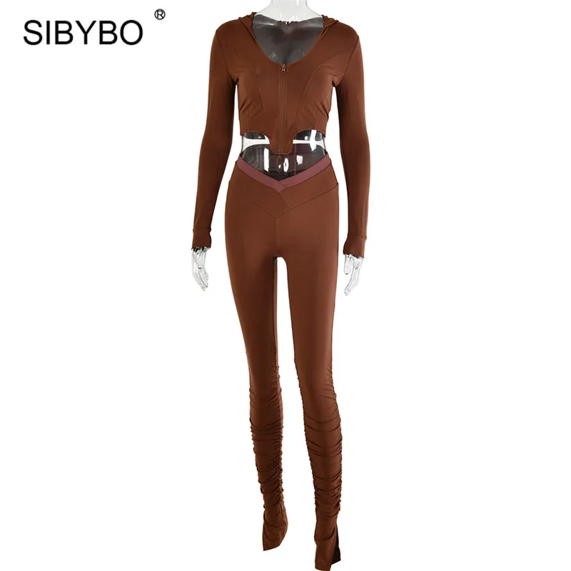 Женский костюм с капюшоном Sibybo осенний комплект из 2 предметов длинным рукавом и