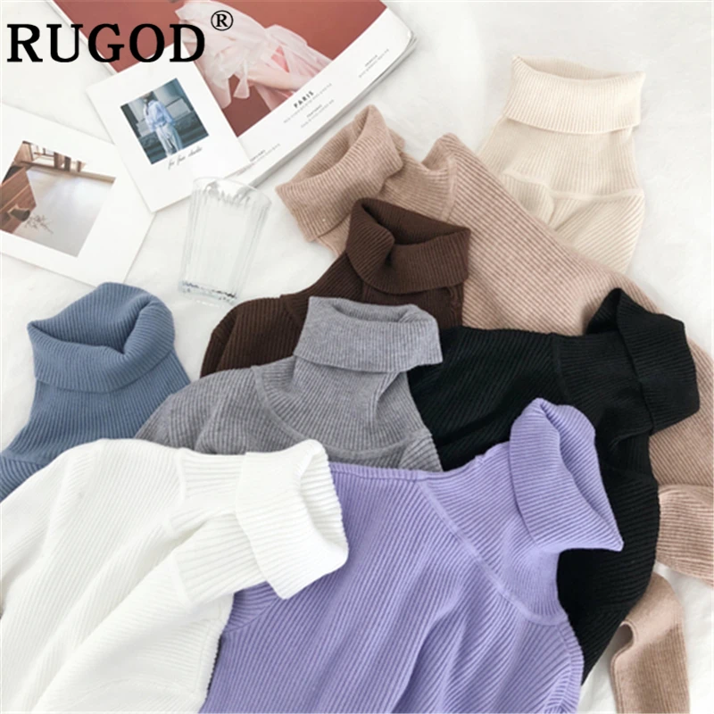 RUGOD/Винтажный однотонный тонкий свитер топы модный многоцветный вязаный пуловер