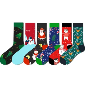12 цветов рождественские носки для мужчин хлопковые зимние теплые носки унисекс новогодние носки с изображением лося мужские носки с Санта-Клаусом Прямая поставка