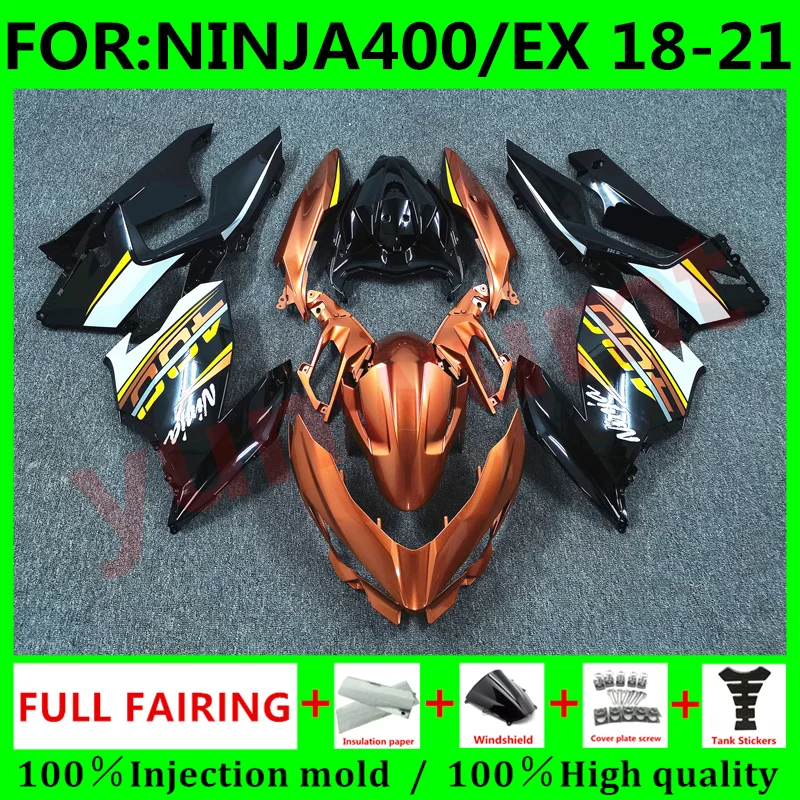 

Обтекатели для мотоциклетного бака, комплект обтекателей для Kawasaki Ninja400 Ninja 400 2018 2021 18 19 20 21, обтекатель кузова, оранжевый, черный