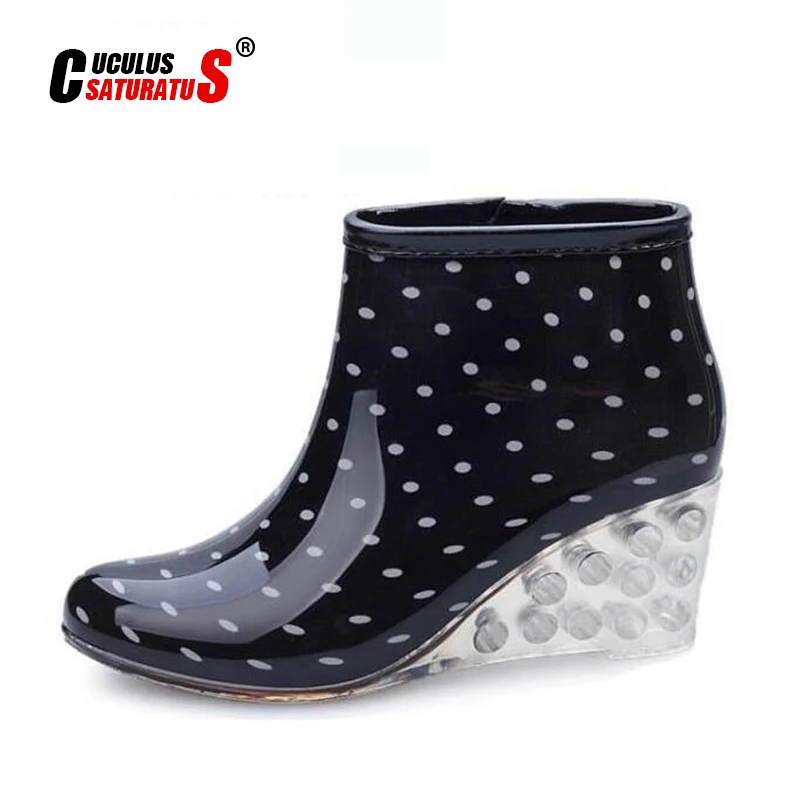 Женские резиновые сапоги на танкетке Cuculus 2021 женские высоком каблуке