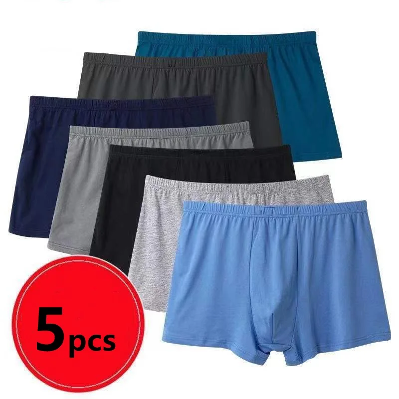 5pcs/lot Men's Underwear High Waist Middle Aged Cotton Boxer Shorts Plus Size Men's Cotton Boxer Shorts Color Random Shipping