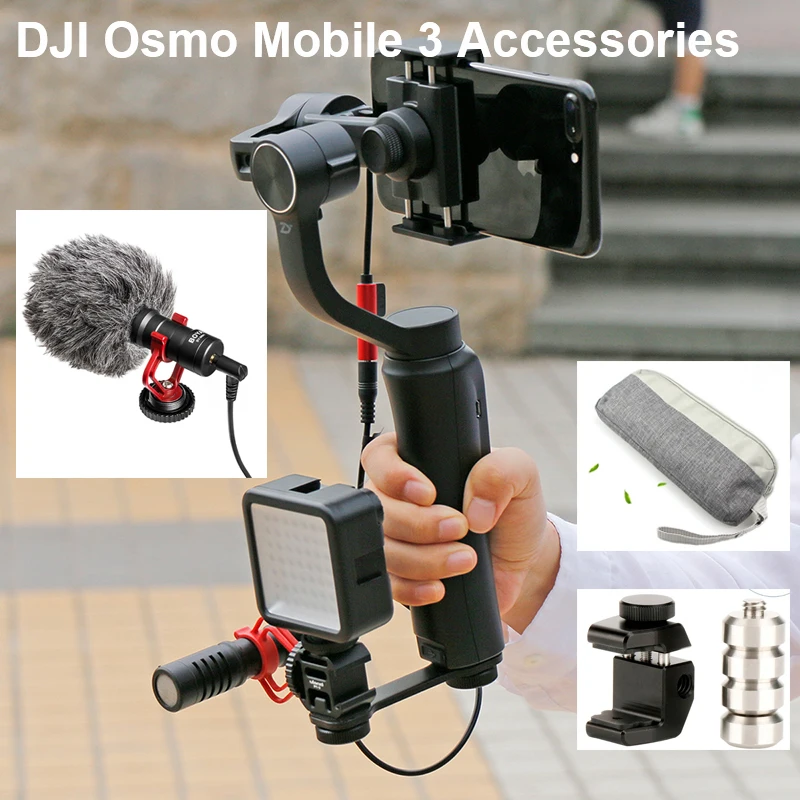Для Osmo Mobile 3 светодиодный свет видео фото студия свет крепление для микрофона полюс для карманного смартфона gimbal zhiyun smooth 4 аксессуары