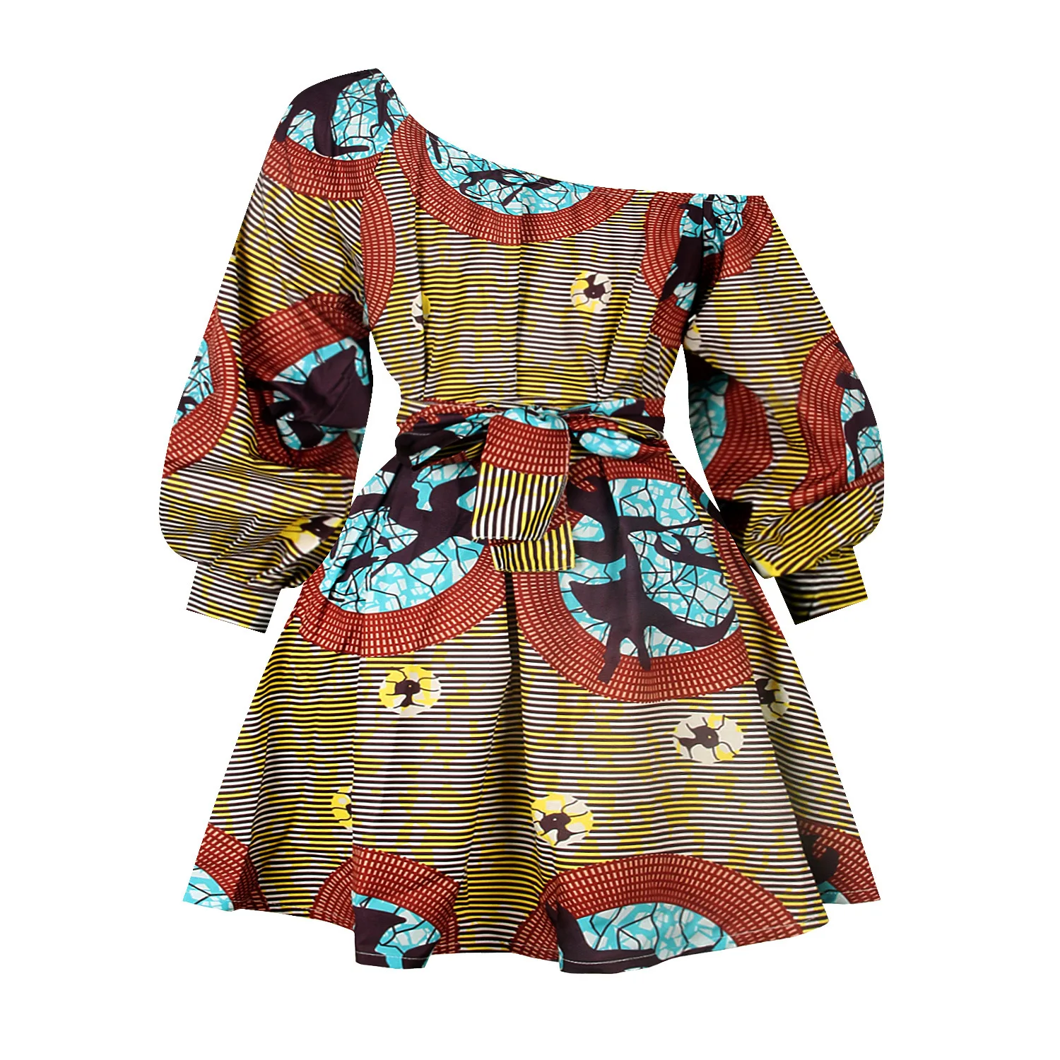 dress Женское Африканское мини-платье традиционная африканская одежда Дашики Анкара бандажные платья с открытыми плечами и принтом африканская одежда - Цвет: dress