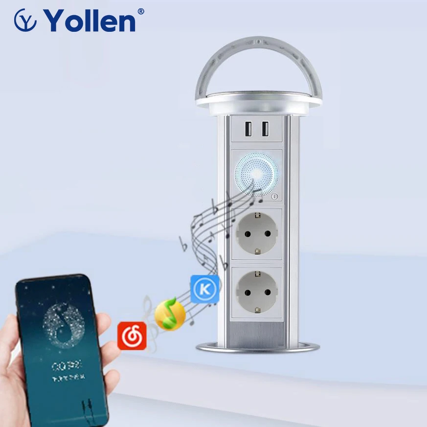 eurfrenchisrael socket table lift usb smart home bluetooth audio desk retractable wireless charge for kitchen cabinet bathroom free global shipping