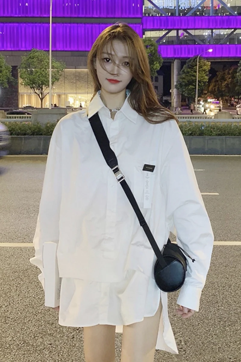 Белая рубашка с длинным рукавом женская дизайнерская 2021 Новый шикарный топ |