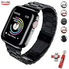 Ремешок из нержавеющей стали для Apple Watch 6 band 44 мм 40 мм 38 мм 42 мм, звеньевой браслет для наручных часов, аксессуары для iwatch series 5 4 3 SE