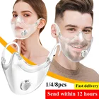 Прозрачная защитная маска для лица с клапаном, многоразовые моющиеся прозрачные колпачки для рта, уличные дышащие маски