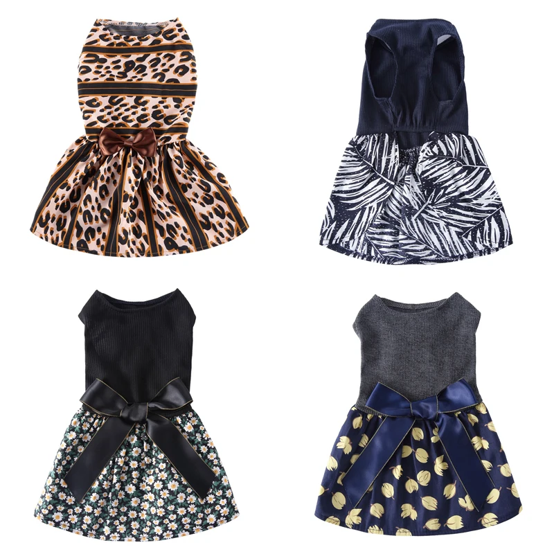 Летнее платье с изображением собаки леопардового цвета из хлопка Платье