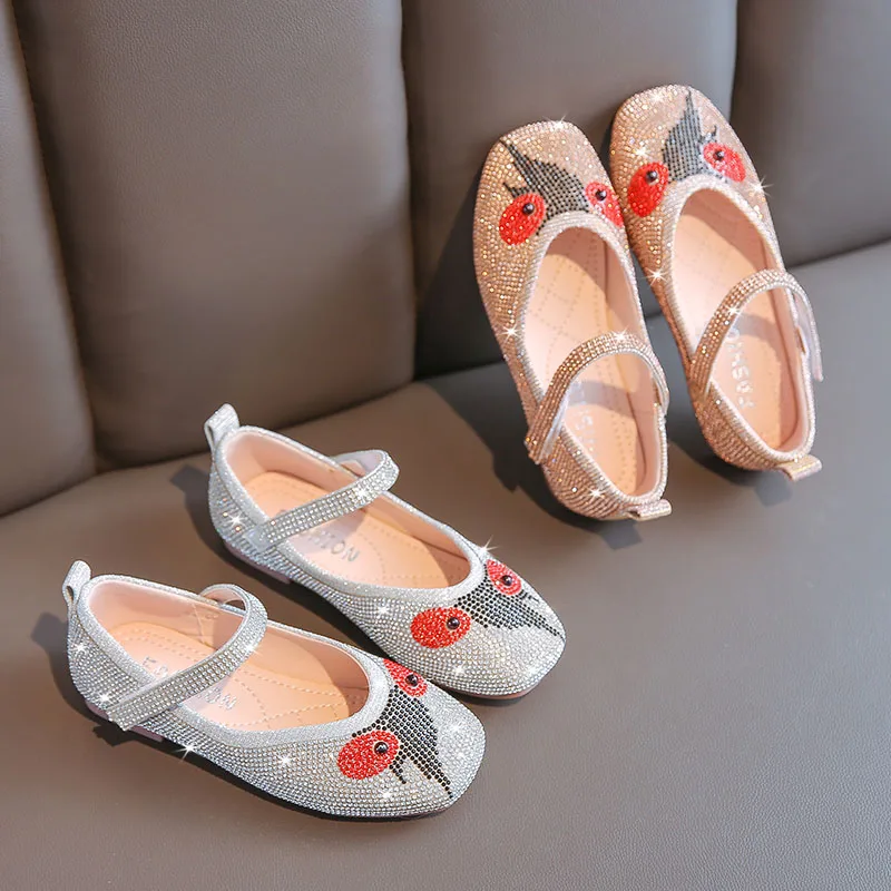 Детская обувь принцессы весна 2020 детская на плоской подошве со стразами