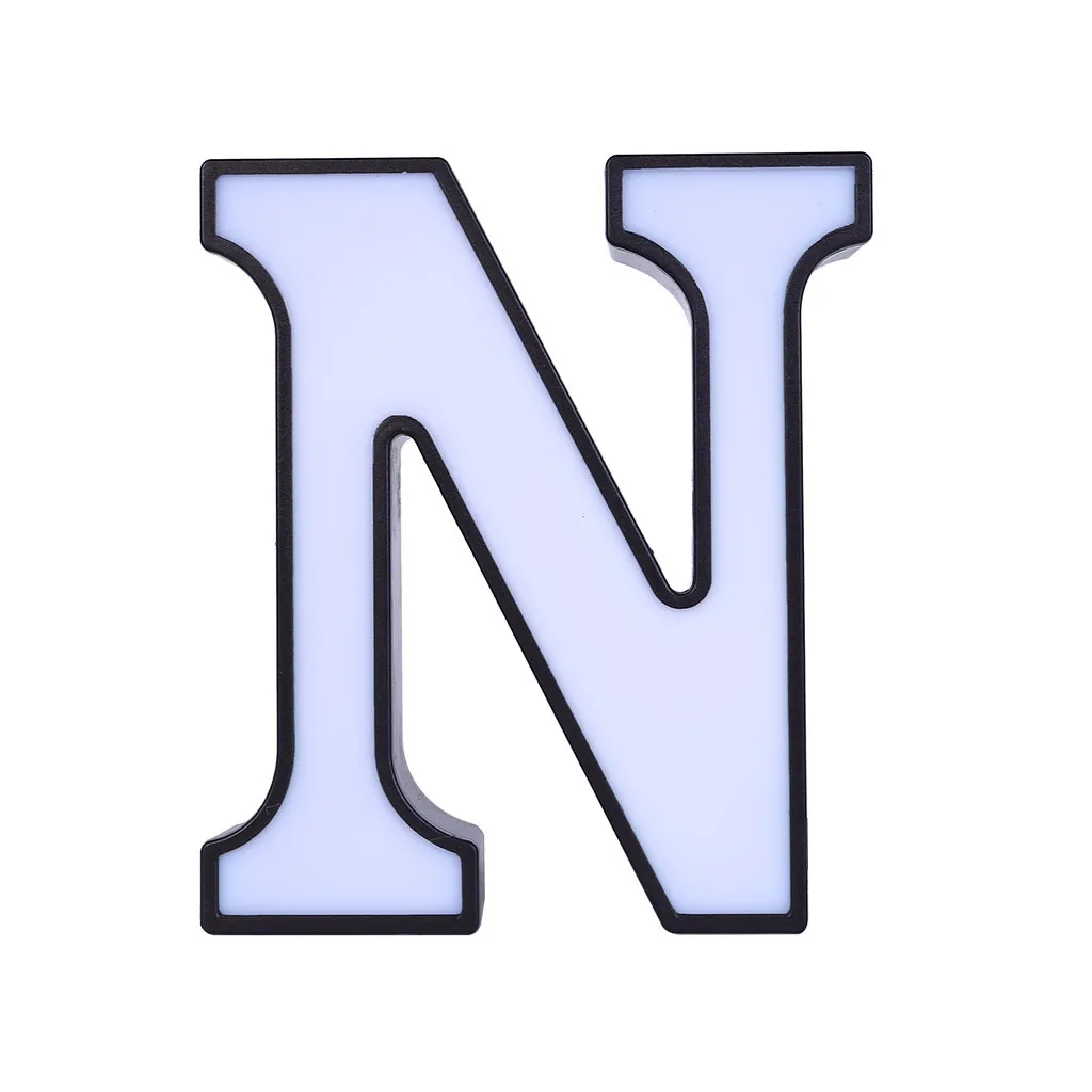 N DIY 26 букв светодиодный ночник английский Marquee знак Алфавит 3D Настенный ночник t домашний Свадебный день рождения Жених - Цвет: N