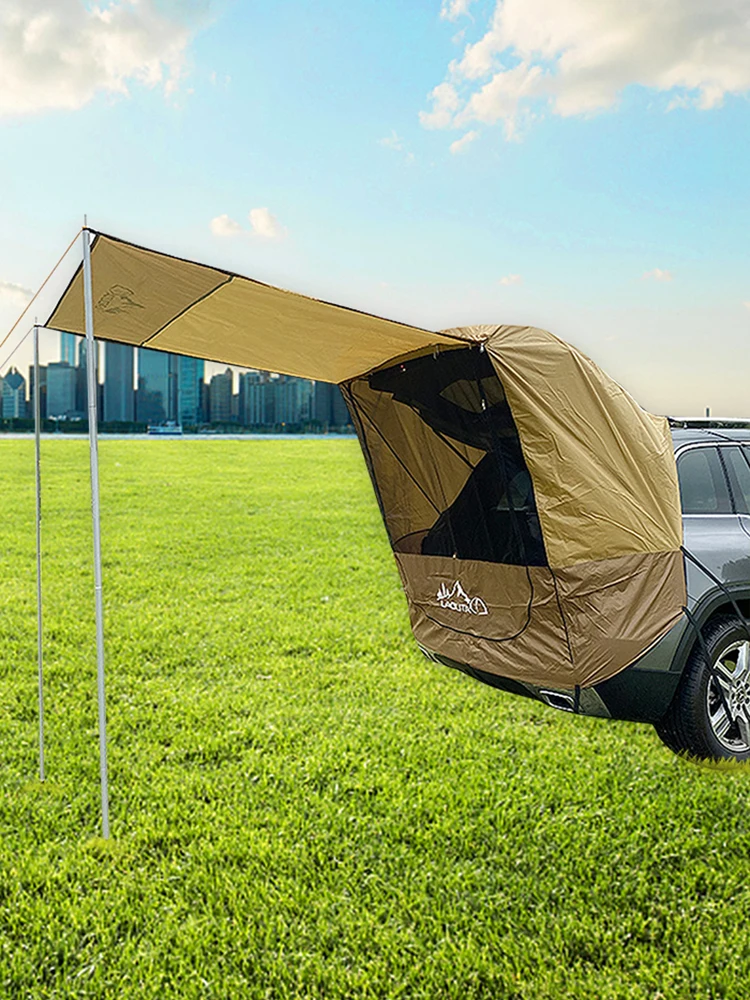 Rainproof Multifunctional Car Trunk Tent Sunshade Simple Motorhome With Iron Pipe For Self-driving Tour Barbecue Camping | Спорт и