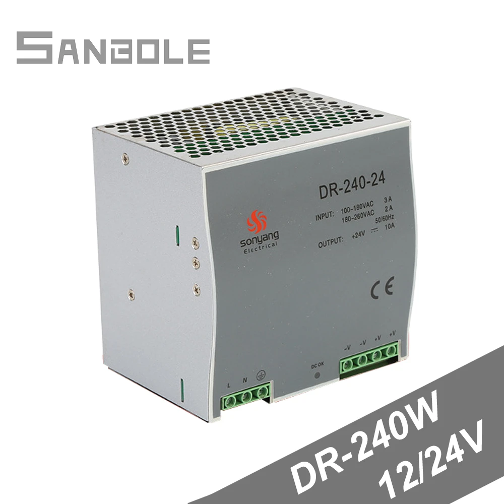 Монтажный переключатель питания на DIN рейку DR 240 24 связь 220 В DC AC трансформатор для