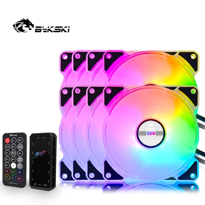 Bykski Ventilador com Ajuste de Ajuste Rgb Ventilador de Resfriamento de 120 mm para Computador Remoto e Silencioso com Luz Led 5v Ventiladores e resfriadores