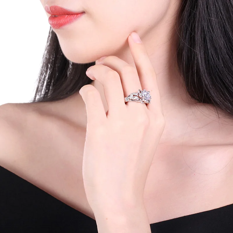 Европейский модный женский комплект колец с розой цветы листья Женское