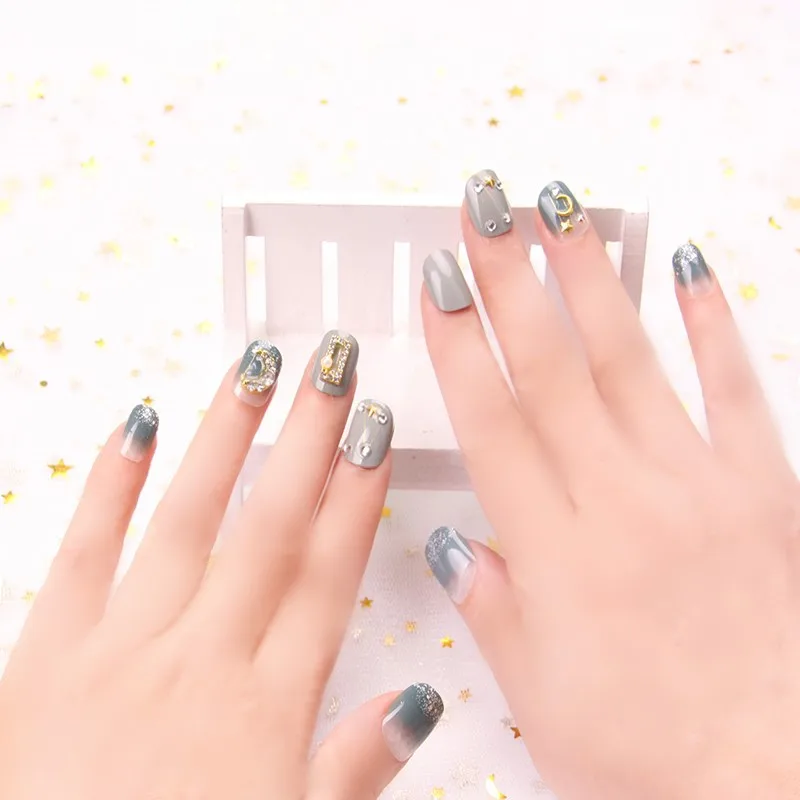 24 шт./упаковка Короткие круглые накладные ногти пластырь для ногтей популярный