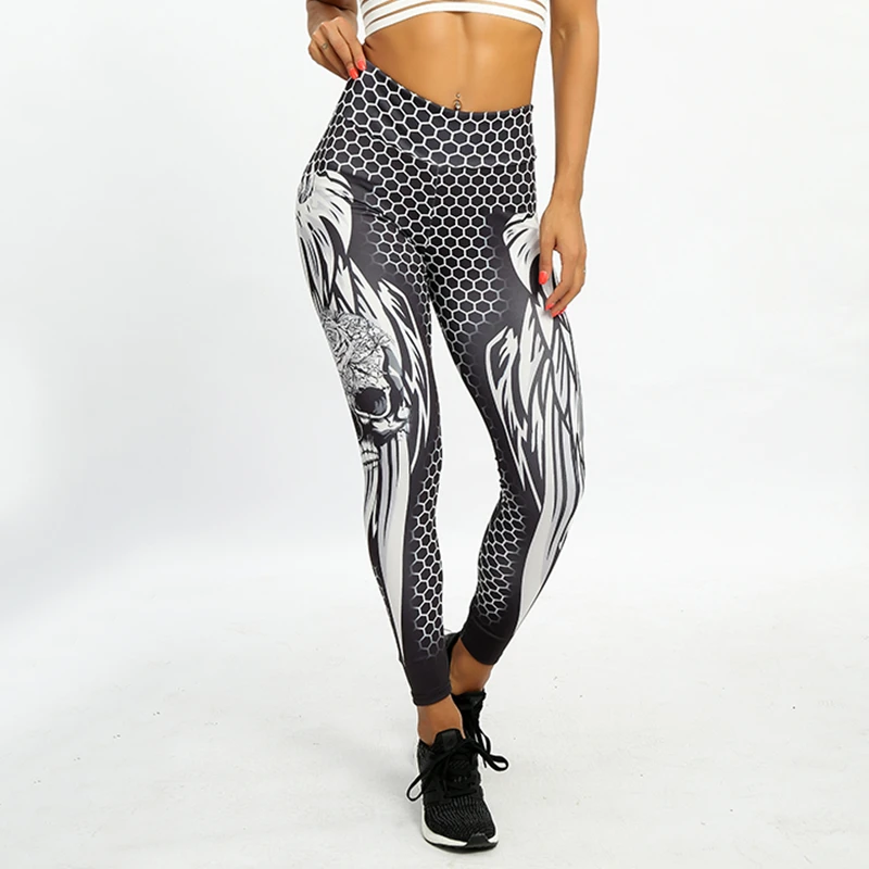 

2021 New Angel Wings Printing Leggings sexy high waist legging women's legings Put Hip Elastic High Waist Breathable Slim Pants