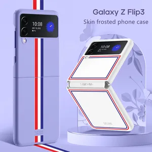 classic stripe samsung galaxy z flip 3 case skin feel frosted for samsung z flip3 zflip3 anti drop pc protective back cover free global shipping