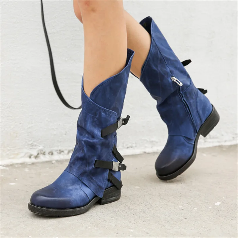 Прогулочная обувь Женские ботинки Ботинки до середины икры в стиле ретро на