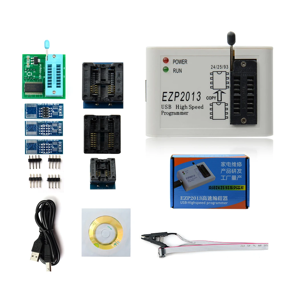 EZP2019 wt 8adapter EZP2019 программатор с 12 разъемами высокоскоростной USB программатор EZP поддержка win7 и 8 24 25 93 EEPROM 25 флэш-чип биос - Цвет: EZP2019 wt 8adapter