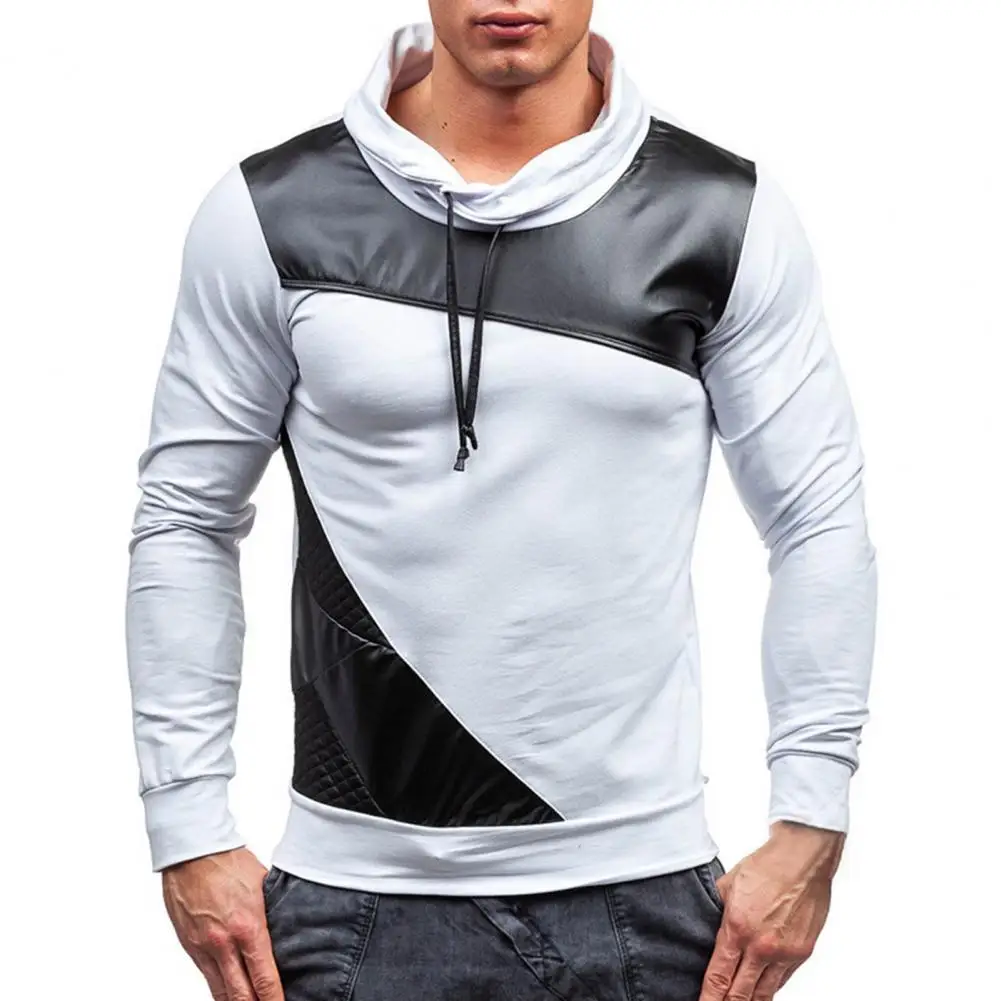 

Spring Sweatshirt Fabulous Drawstring Pullover Autumn Sweatshirt Contrast Colors Skin-friendly Men Sweatshirt