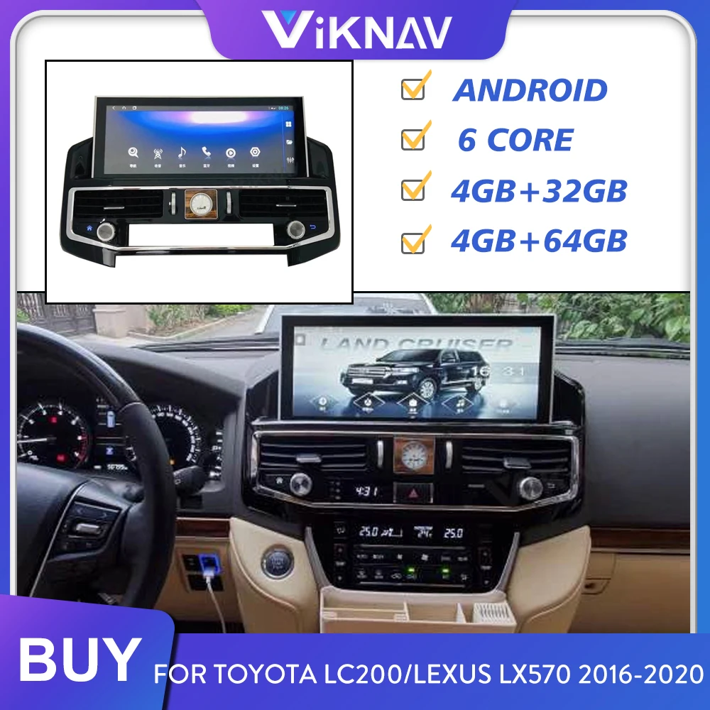 Автомобильное радио 2 Din для Toyota Land Cruiser LC200 Lexus LX570 2016-2020 Android стерео мультимедийный
