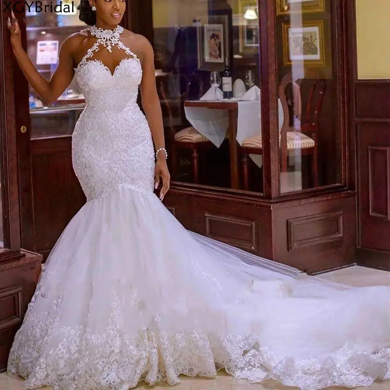 

New Arrival Mermaid Wedding Dresses Appliques Gorgeous Wedding Bridal Event Dress Robe De Mariee Dubai Arabic Abiti Da Sposa