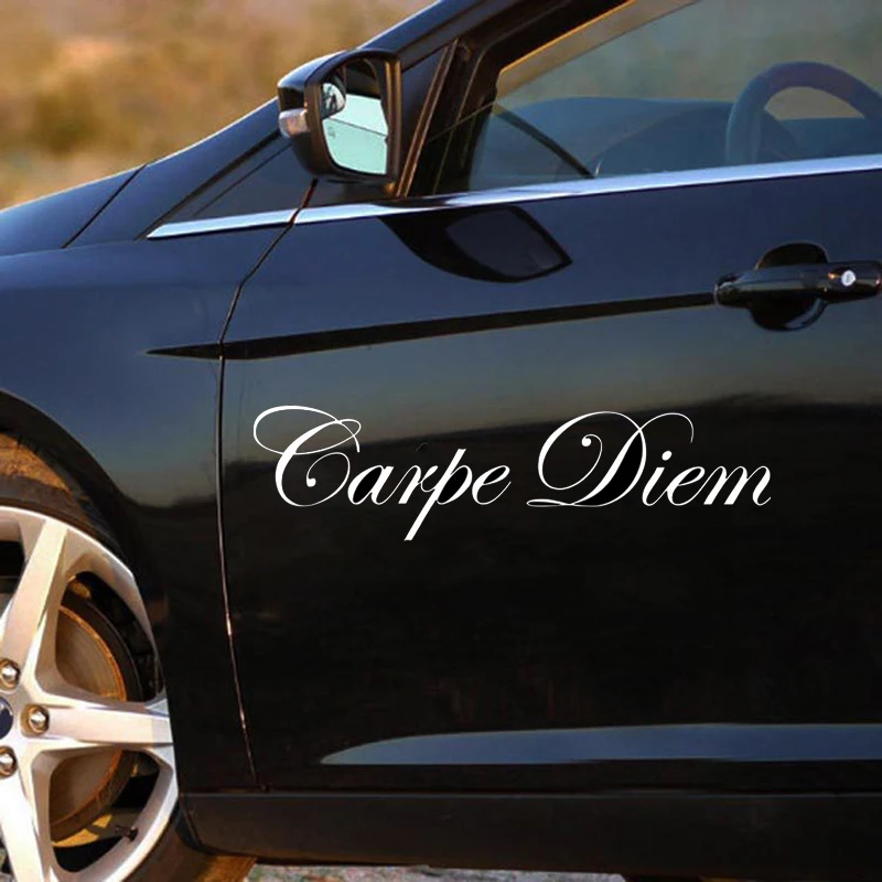 

Hot Fashion Reflective Carpe Diem Art Text Motorcycles Rear Windshield Scratch Decals Car Decorative KK15*5cm Vinyl
