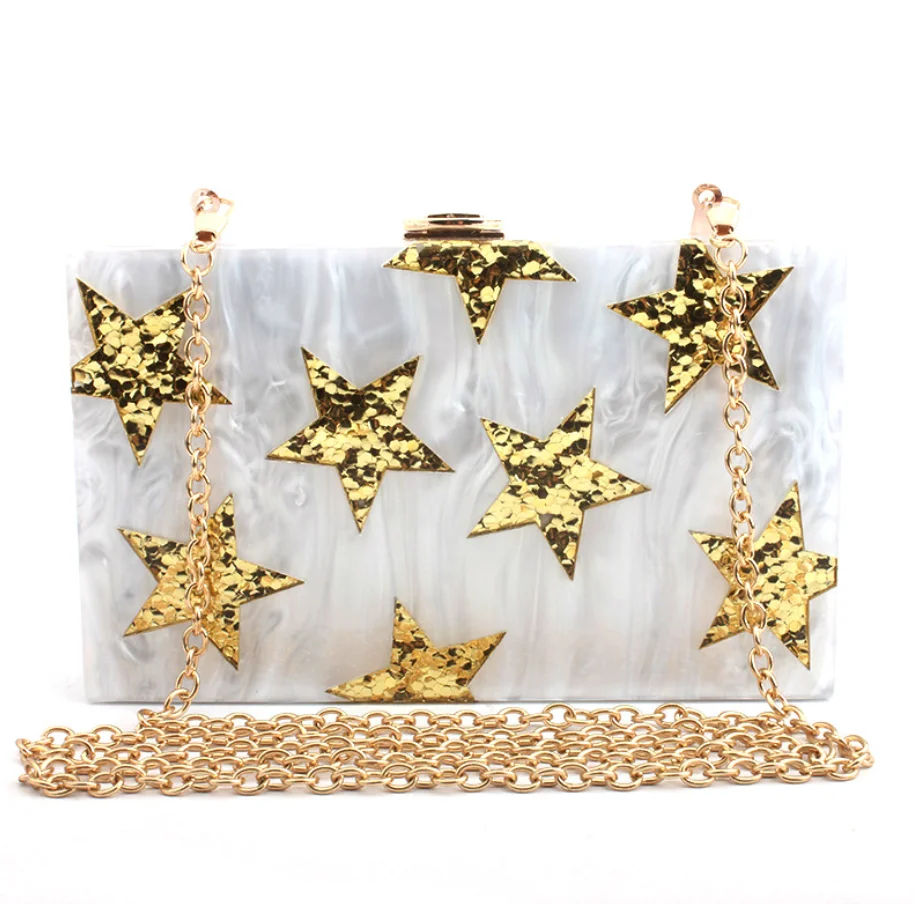 

Fashion Acrylic Women Evening Clutches Bags Luxury Sequin Striped Chain Handbag Party Wedding Purse Female Clutch Shoulder Bag