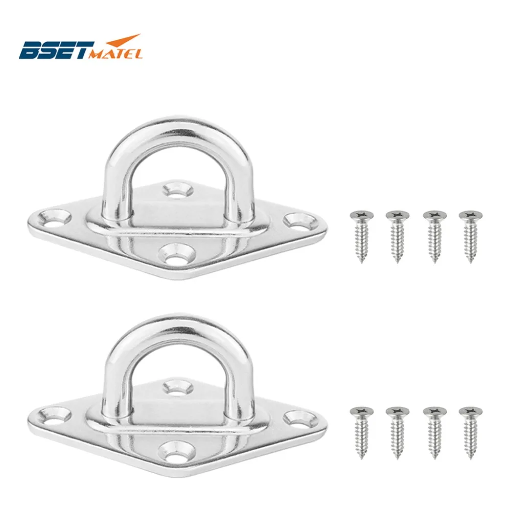 

2X Stainless Steel 304 Diamond Shaped Pad Eye Plate Staple Ring Hook loop Boat marine Yacht Shade Sail Tie Down Rigging hardware