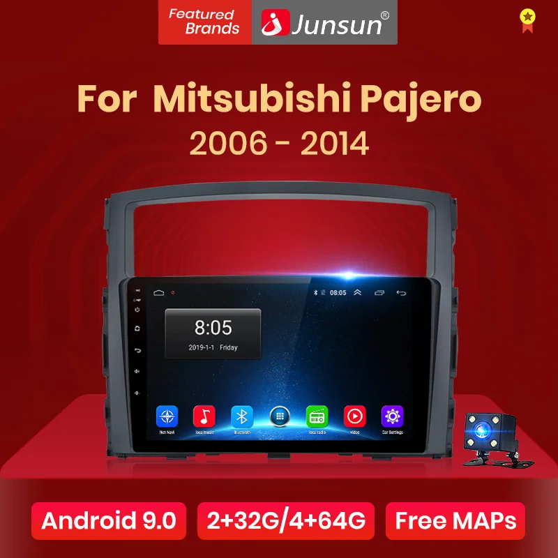 Junsun V1 2G+ 32G Android 9,0 для Mitsubishi Pajero 4 2006- Автомобильный Радио Мультимедиа Видео плеер навигация gps 2 din dvd