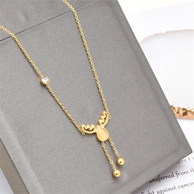 

Luxury Designs Gold Color Antlers Anklets For Women Fashion Stainless Steel Ankle Bracelets With Cubic Zirconia Foot Jewelry