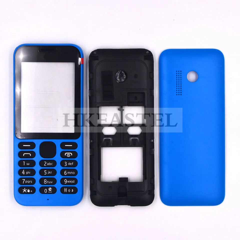 Blue Full housing HKFASTEL высококачественный корпус клавиатуры для Nokia 215 Dual SIM Полный Мобильный телефон чехол с клавиатурой - Цвет: Blue Full housing