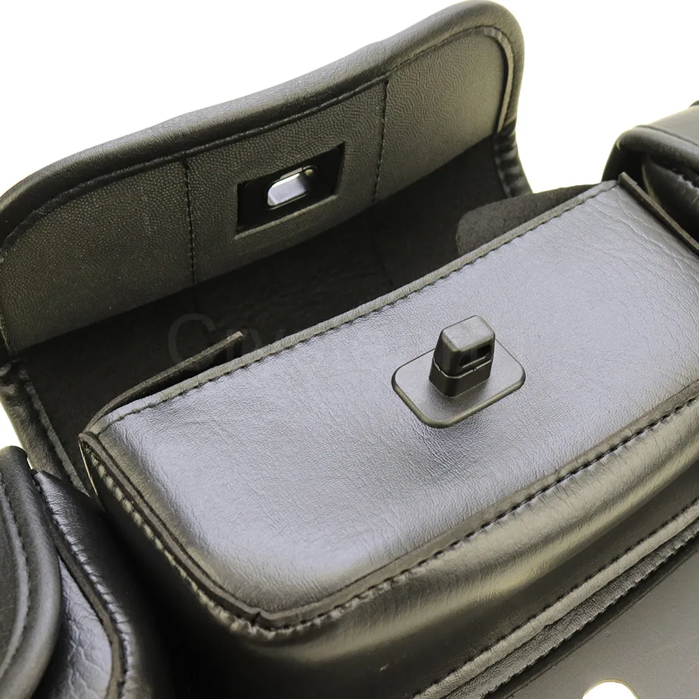 Черные мотоциклетные лобовое стекло сумка седло 3 Карманный Кожаный чехол Чехол