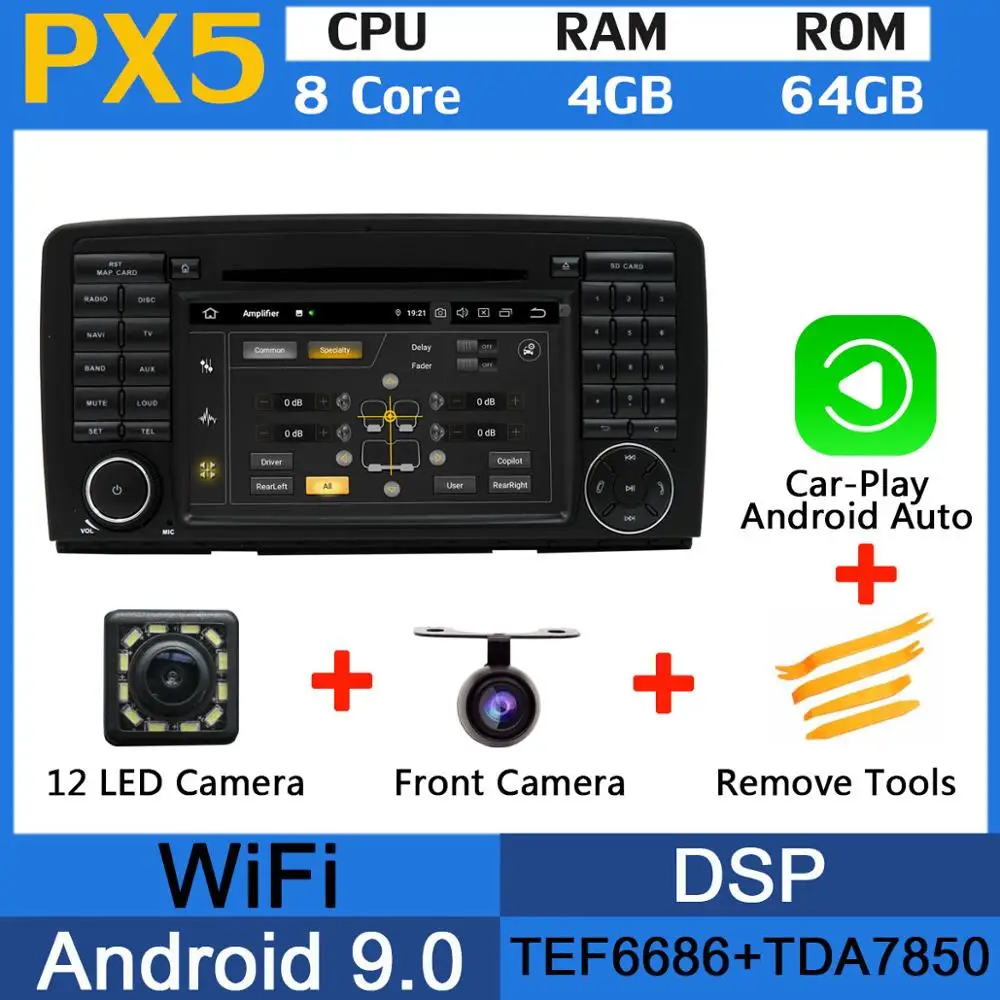 5 USB порт Восьмиядерный Android 9,0 4GB ram автомобильный dvd-плеер для Mercedes Benz R Class W251 R280 R300 R320 R350 R500 gps Радио DSP - Цвет: PX5-Carplay
