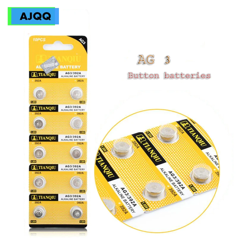 Щелочные кнопки AG3 392A L736 LR41 1,55 SR41SW CX41 392384 AG 3 G3 LR736 SR41, 70 шт., 192 в