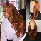 Имбирный оранжевый парик, человеческие волосы, цветные волнистые волосы, парик на сетке спереди, Плотность 130, 13X4, парики на сетке спереди из человеческих волос, парик на сетке с предварительно выщипанными волосами