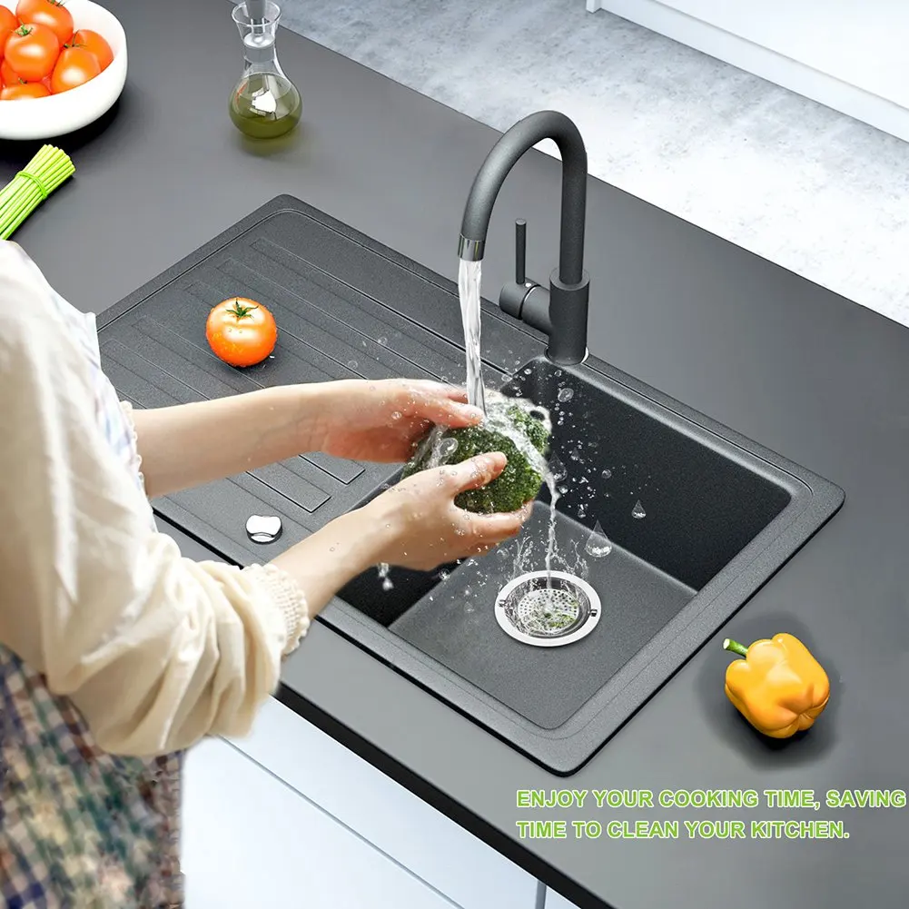 2PCS Upgrade Kitchen Sink Strainer With Handle Premium Stainless Steel Garbage Disposal Stopper Mesh Basket Accessories |