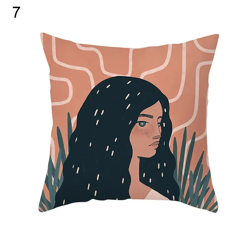 

Creative Abstract Pattern Pillowcase Exquisite Shrink Resistance Polyester Peach Skin Cushion Cover for Home