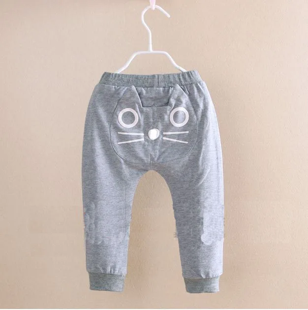 Весенне-осенние модные детские брюки с мультяшным рисунком для мальчиков и