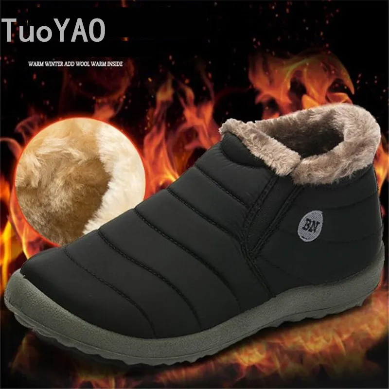 

Women's Boots Winter Large Size 48 Slip-On Sturdy Sole Ankle Boots Women Solid Plush Snow Boots Woman warm Shoes Cheap New 2020
