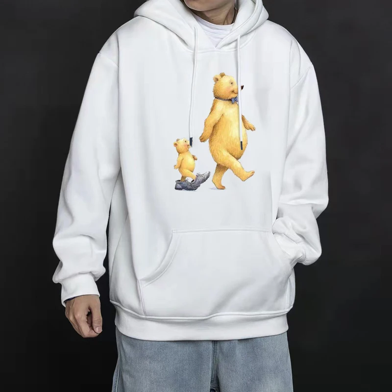 

Kawaii Hoodie Cute Tops Big Bear And Little Bear Walking Together Printed Child Parent-child Clothes Long Sleeve Top Unisex