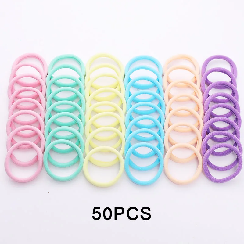 50PCS Mix Colors 1 50/100 шт Для женщин и девочек 4 см конфеты Цвета нейлон резинки для волос хвост держатель резинки резинка для волос; повязка для волос; аксессуары - Цвет: 50PCS Mix Colors 1