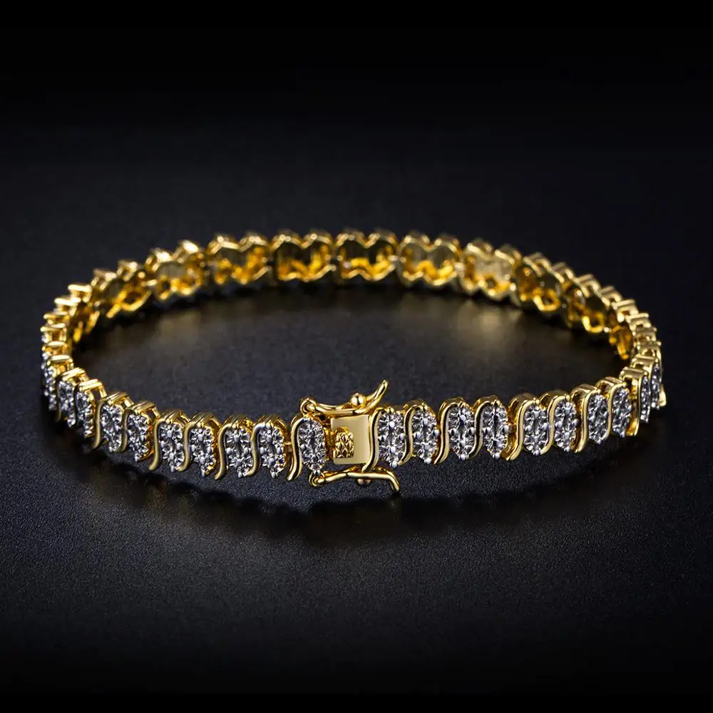 Женский теннисный браслет ювелирное изделие с покрытием из 18-каратного золота 7