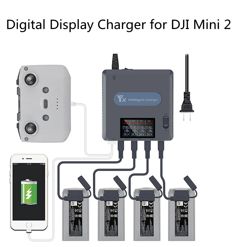 

Зарядное устройство для DJI Mini 2 с цифровым дисплеем