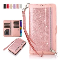 for huawei p20 p30 p40 pro mate 10 20 30 lite p20 lite 2018 zipper case with card holder slot wrist strap handbag for iphone 11