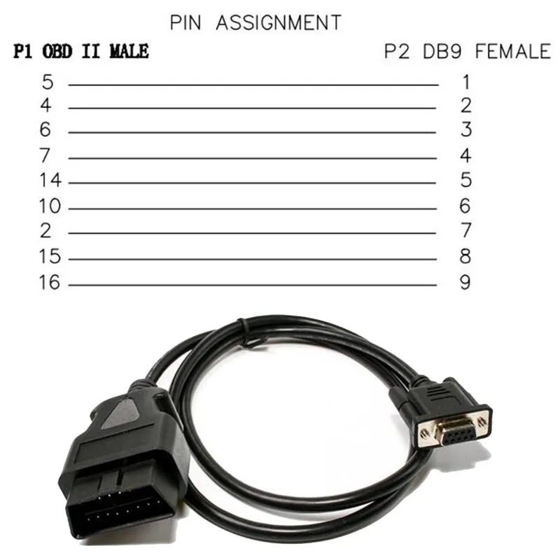 1 м OBD OBD2 16 контактов к DB9 последовательный RS232 женские автомобильные аксессуары